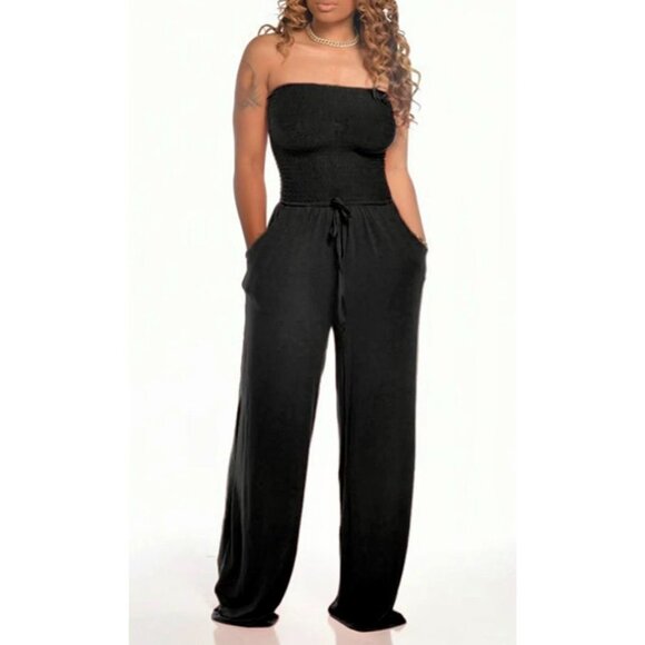 Strapless wide leg jumpsuit NWOT - Picture 1 of 12